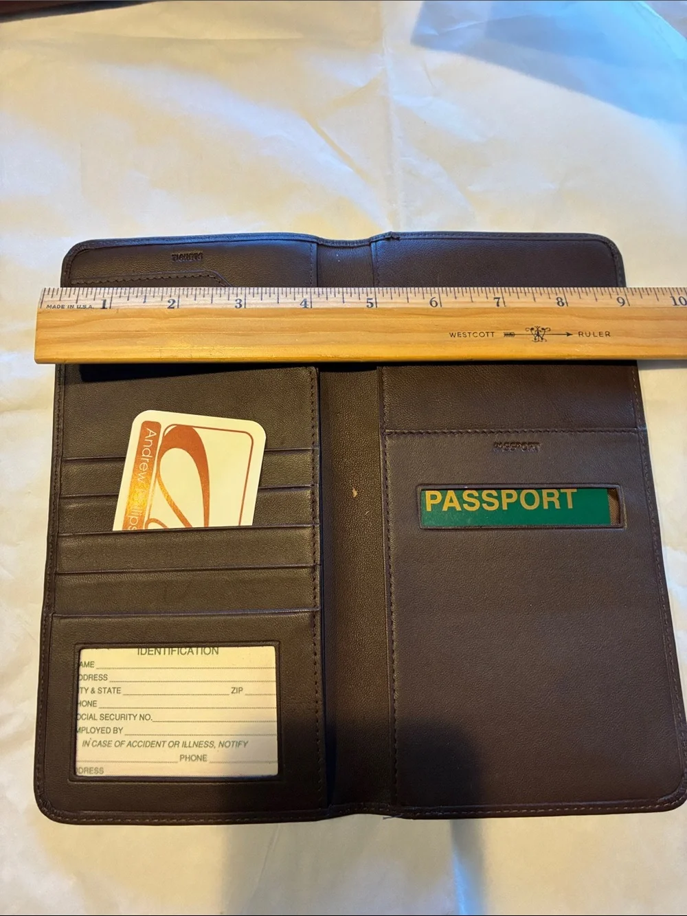 Unused Brown or Burgundy Leather Travel Card & Key Holder